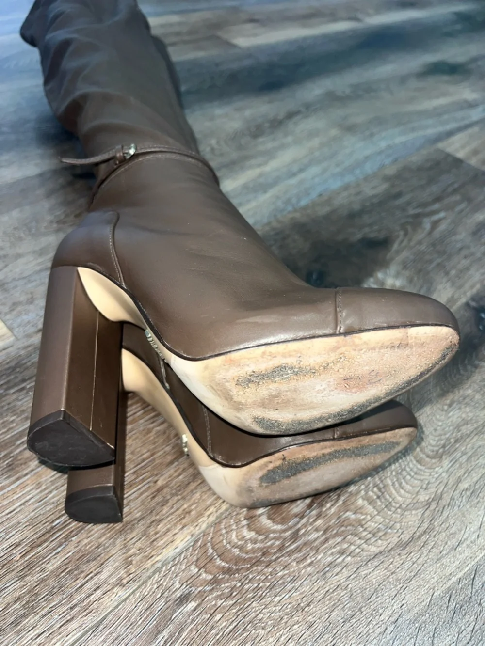 MASSIMO DUTTI OTK Stretch Leather High Heel Boots In Brown 🤎